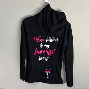 Anvil hoodie top women’s size small Black and White wine glass Logo fun sport